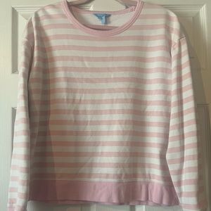 DRAPER JAMES Kelsea Natalie Sweatshirt Pink and White Awning Stripe